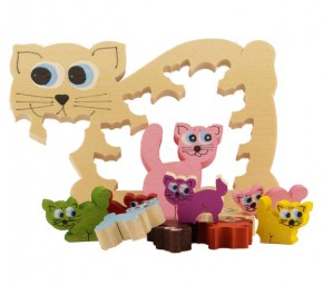 Holzpuzzle kleine Katzen