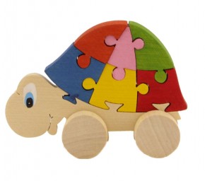 Holzpuzzle auf Räder Schildkröte